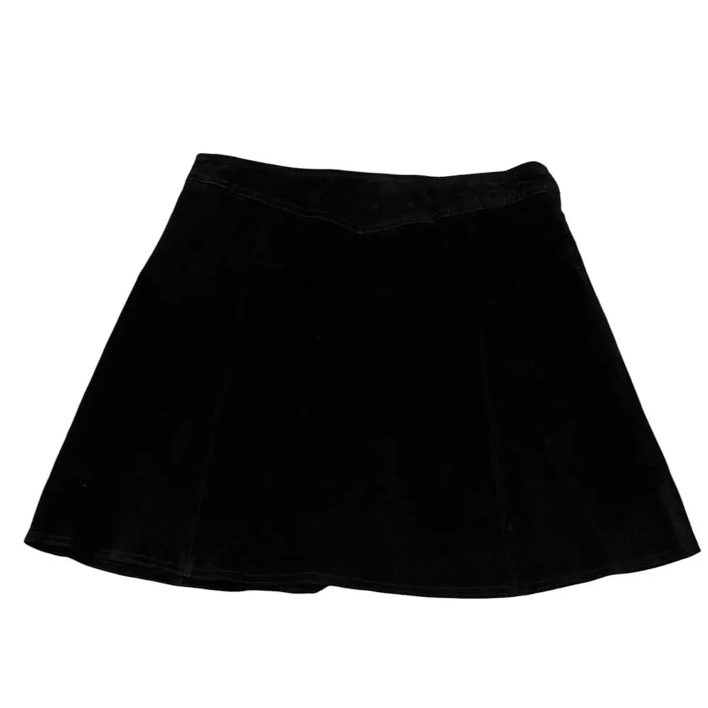 Zara Suede Leather A-line Mini Skirt, NWT, Black, S